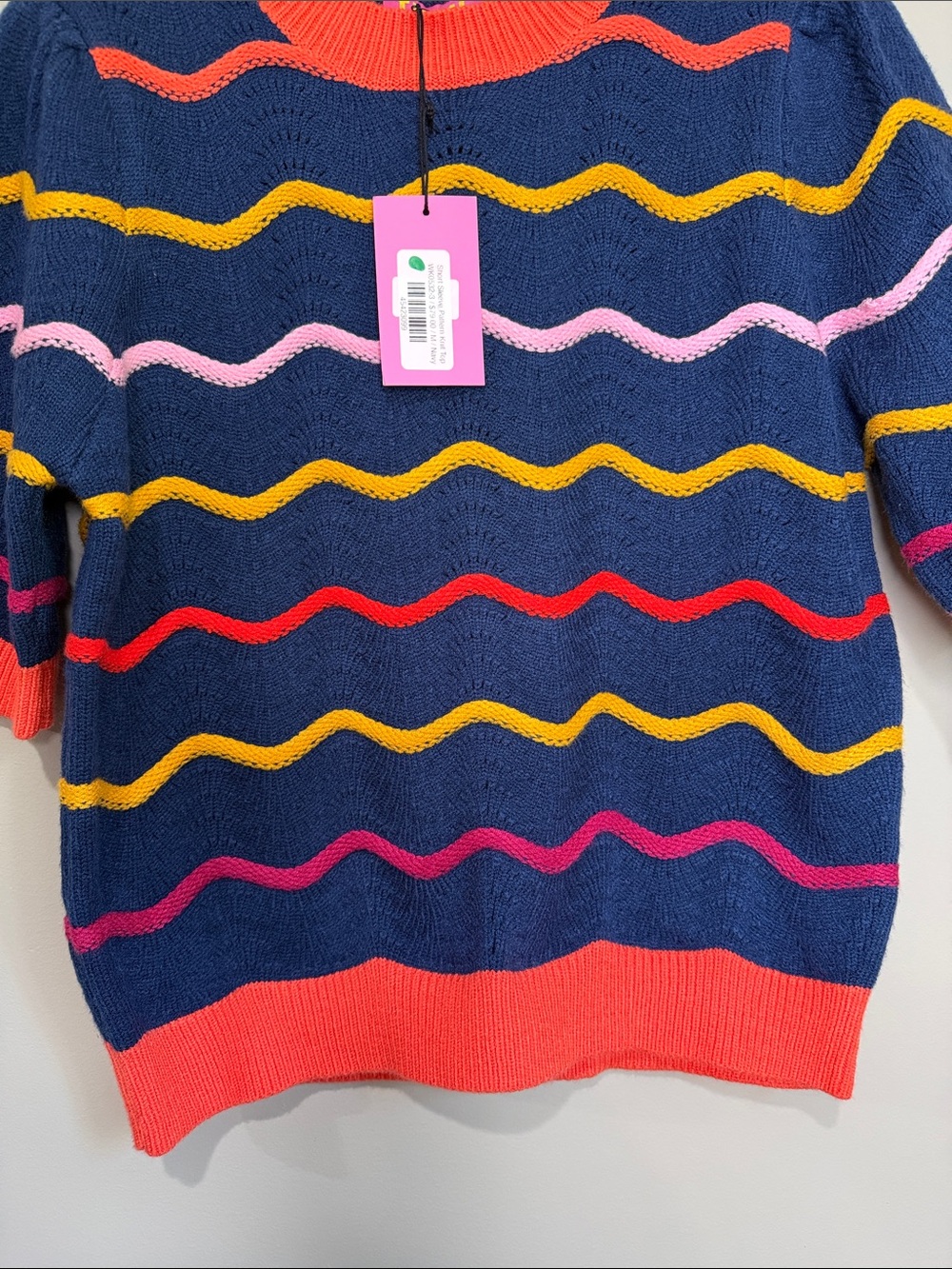 NWT THML Short Sleeve Pattern Knit Top Medium - Picture 4 of 7